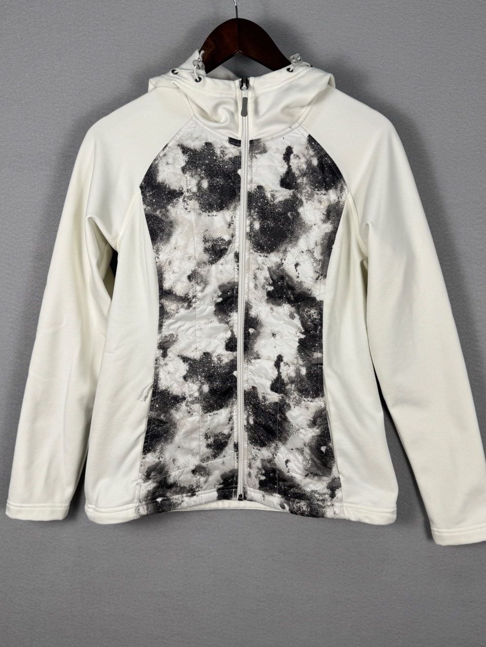 Eddie Bauer Womens M Hooded Soft Shell Jacket Black White